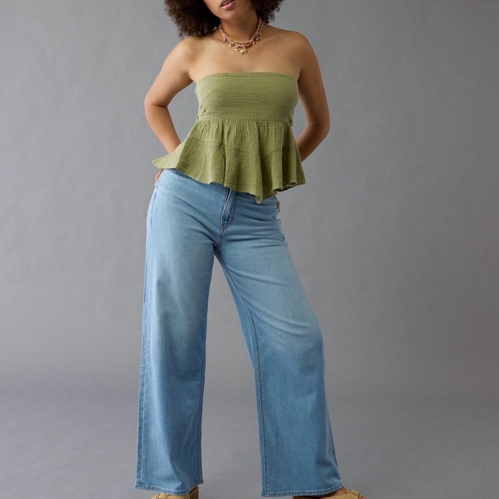 American Eagle Curvy Dreamy Drape Baggy Wide Leg Jeans